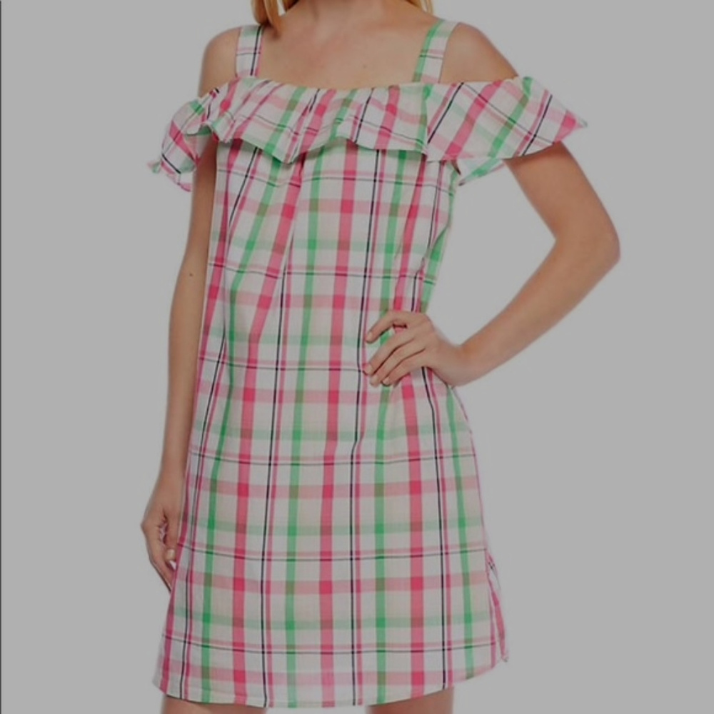 Crown & Ivy Cold Shoulder Plaid Dress Mini